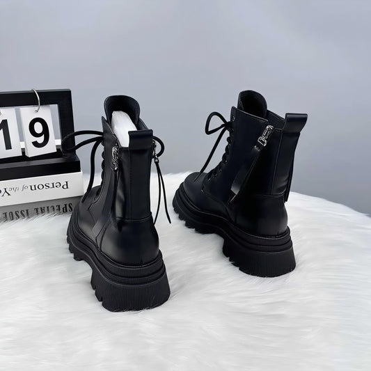 Thick Soled Leather Boots