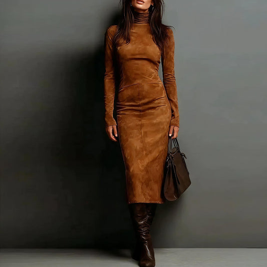 Turtleneck Long-Sleeved Dress