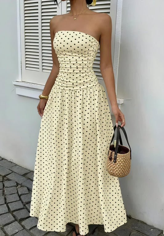 Polka-Dot Off-Shoulder Dress