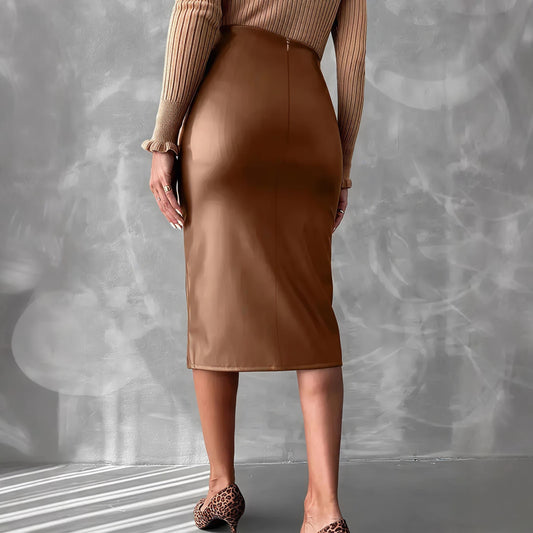 High Waist Leather Skirt