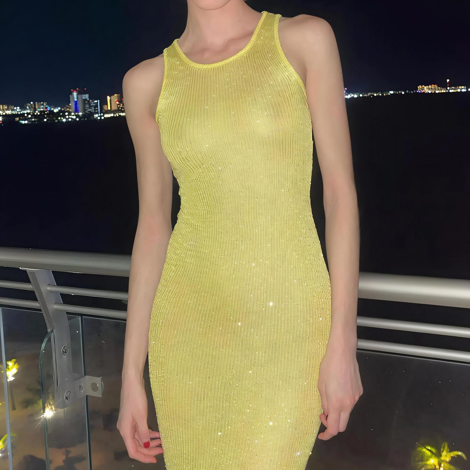 Sequin Sleeveless Knitted Dress
