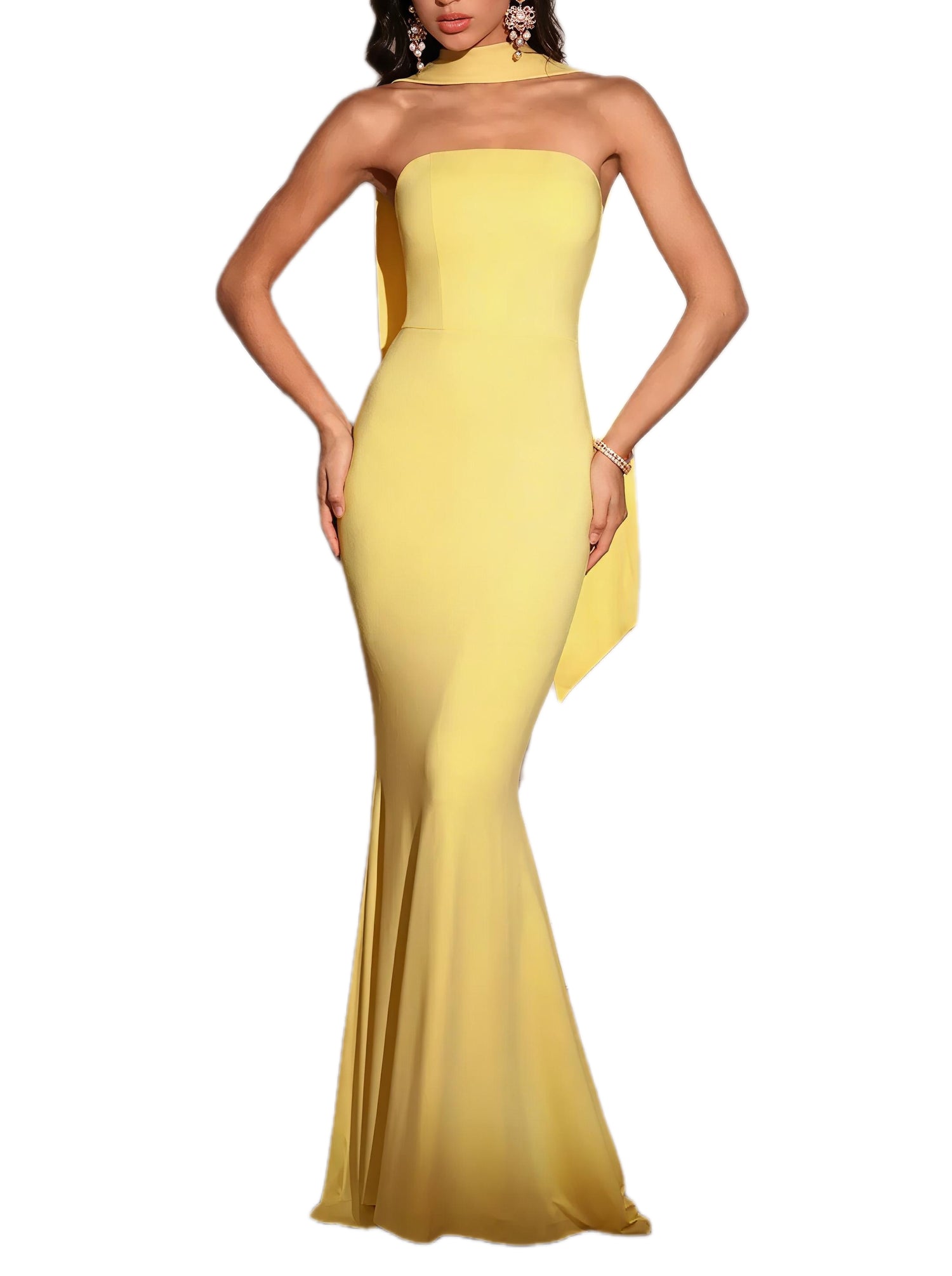 Mermaid Maxi Dress with Scarf Detail