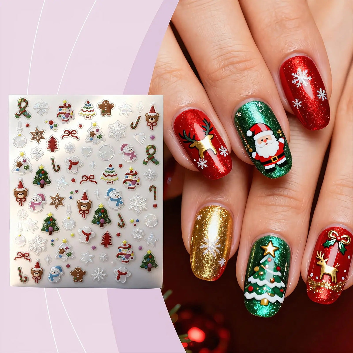 Christmas Themed Portable Nail Stickers