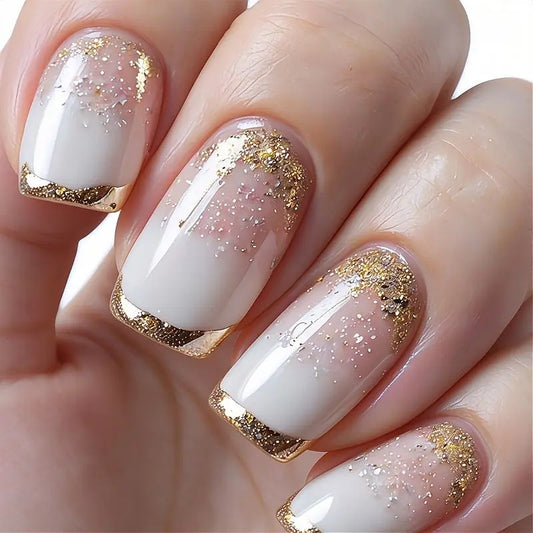 French Gold Press On Nails