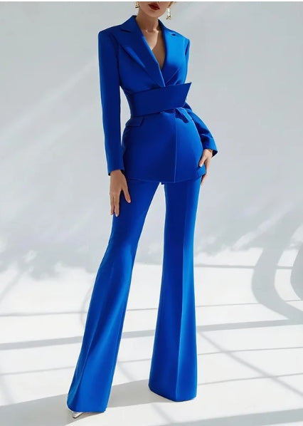 Sapphire Blue Suede 2-Piece Suit