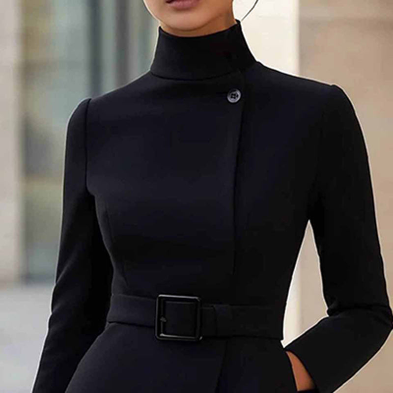 High Waist Belted Midi Dress