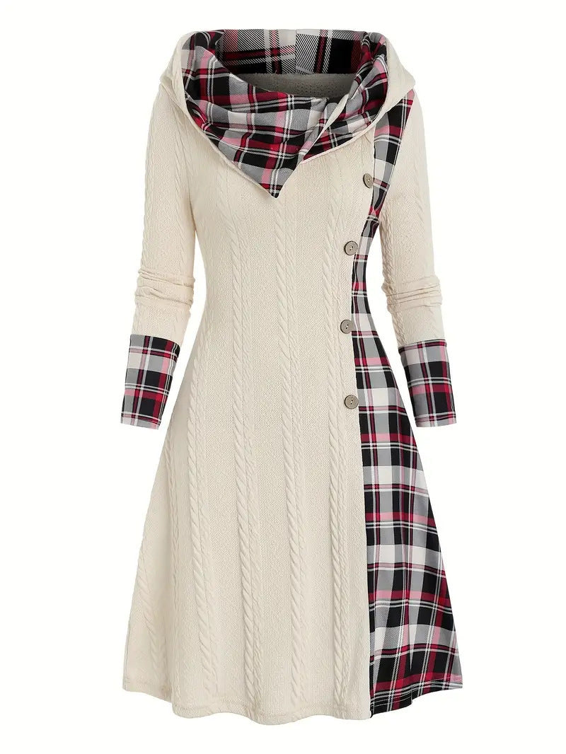 Hooded Stripe Sweater Dress