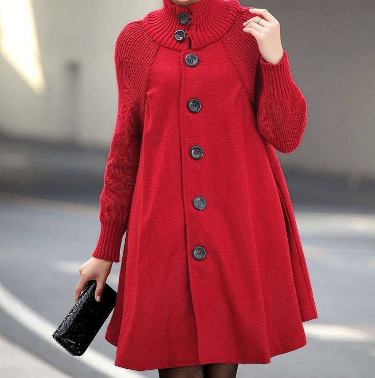 Cloak-Style Tweed Overcoat