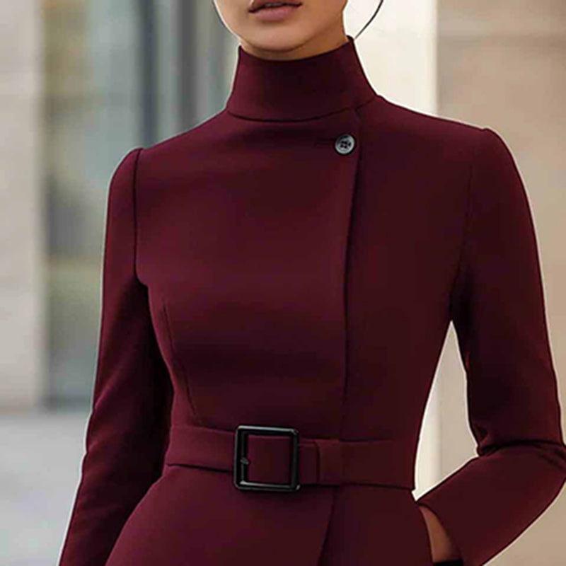 High Waist Belted Midi Dress