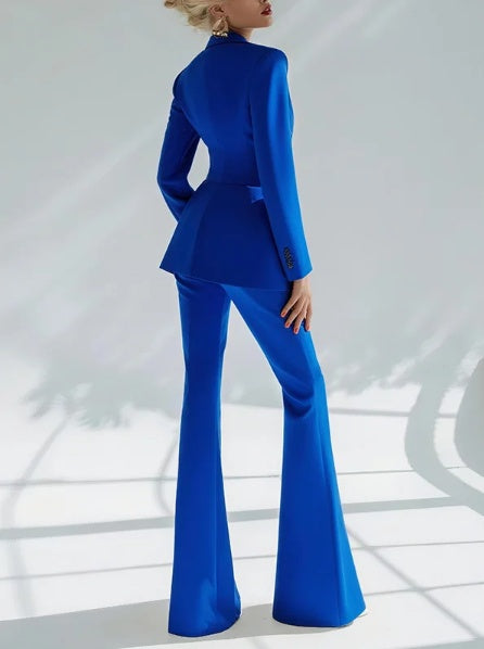 Sapphire Blue Suede 2-Piece Suit