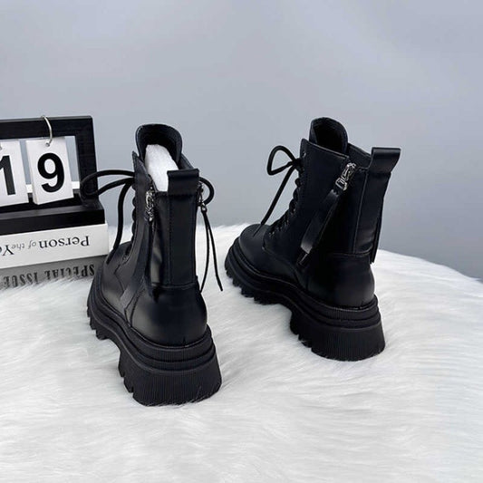 Thick Soled Leather Boots