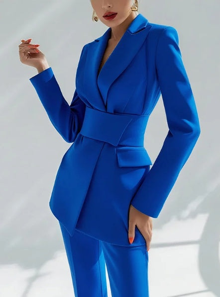 Sapphire Blue Suede 2-Piece Suit