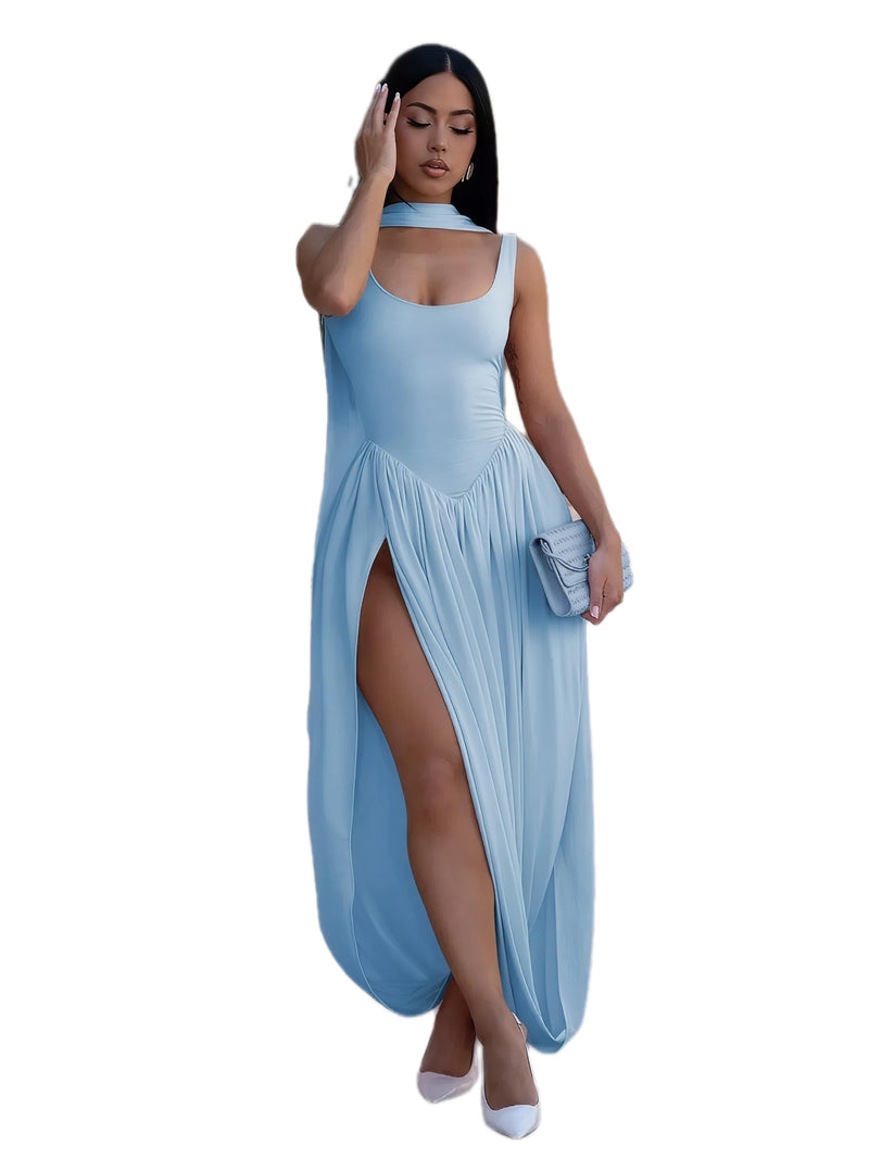 Scoop Neck Slit Maxi Dress