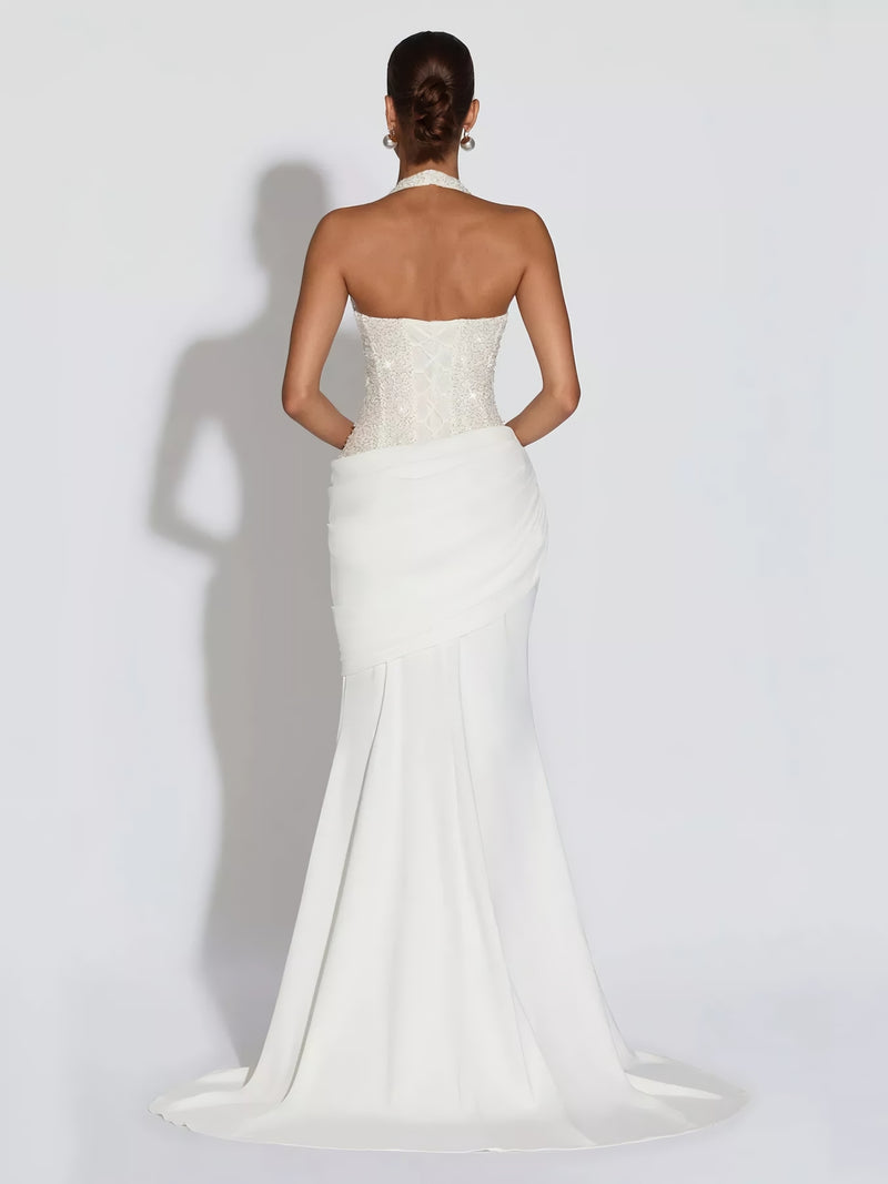 Sequin Halter Neck Maxi Dress