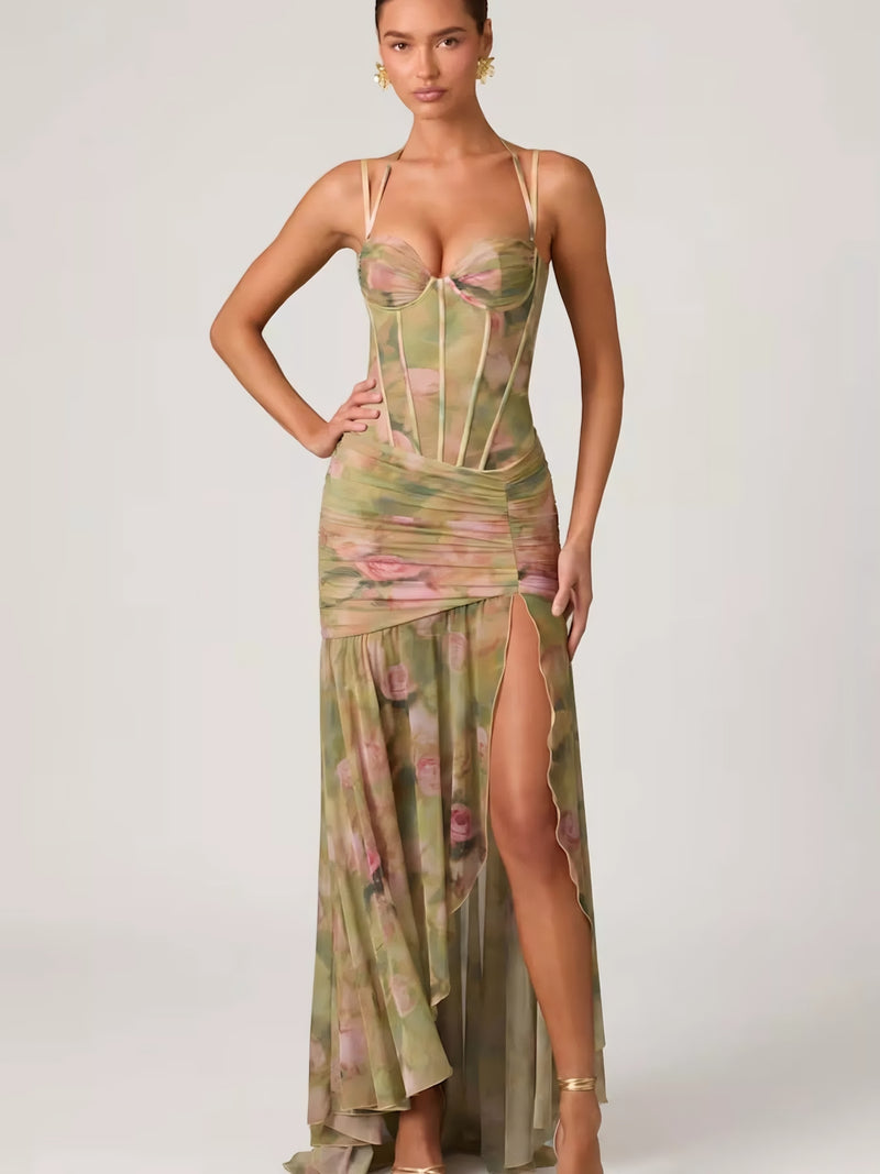 Sweetheart Neck Slit Maxi Dress