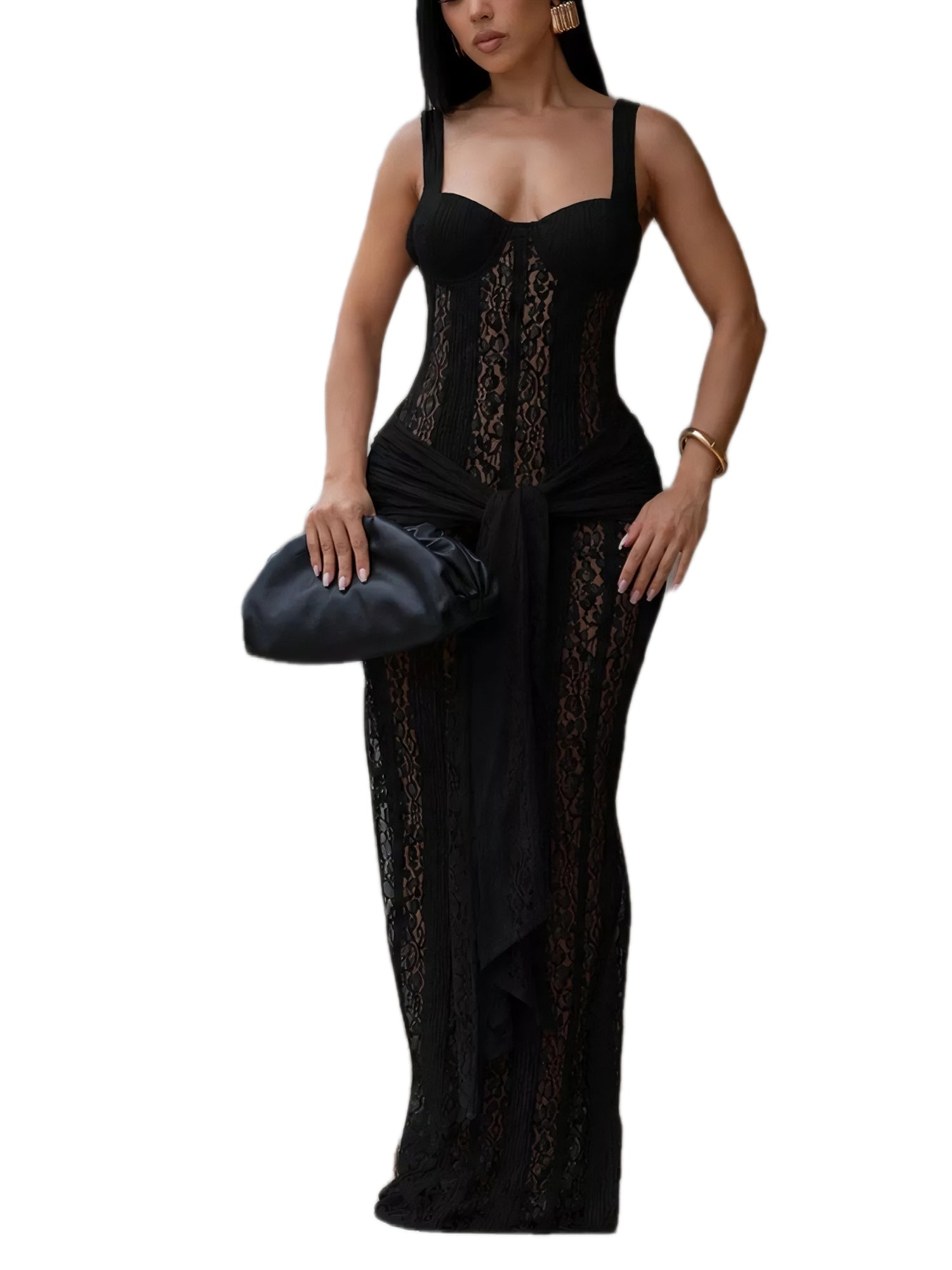 Sweetheart Lace Slit Maxi dress