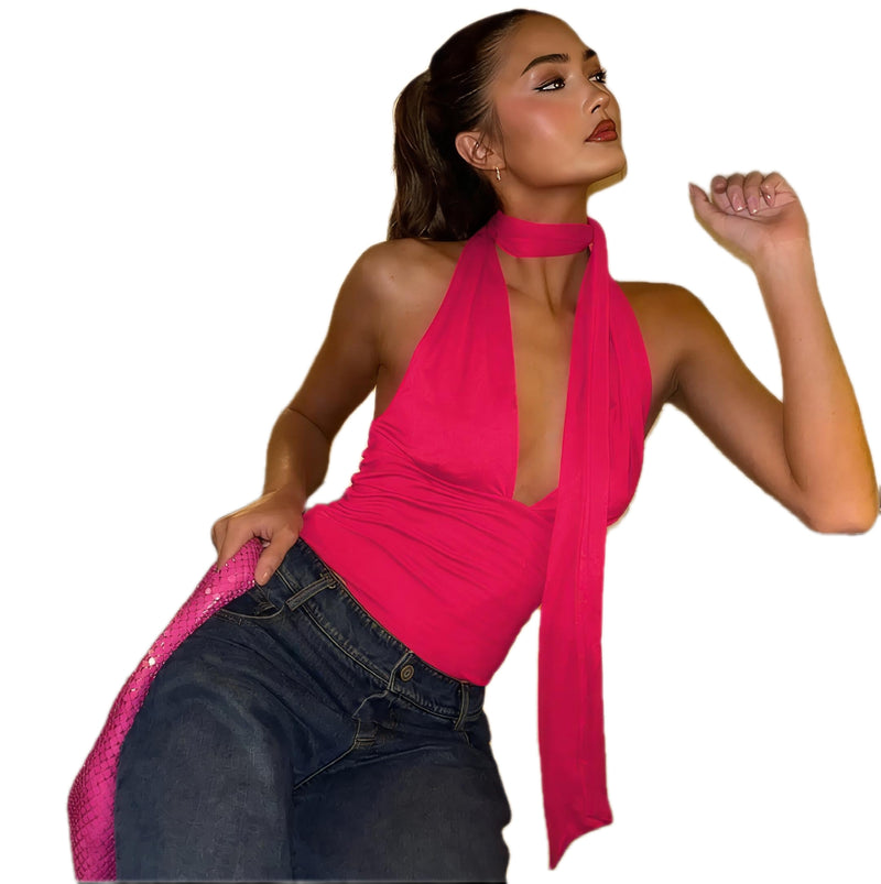 V-Neck Halter Top