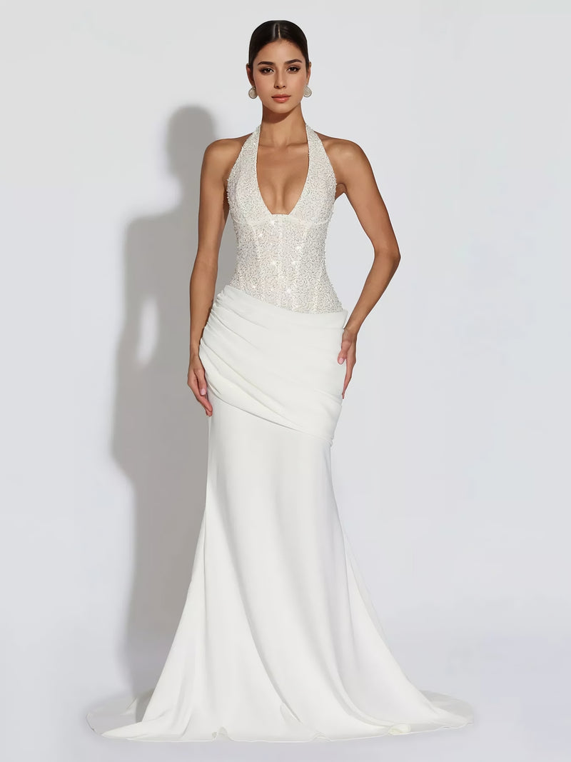 Sequin Halter Neck Maxi Dress