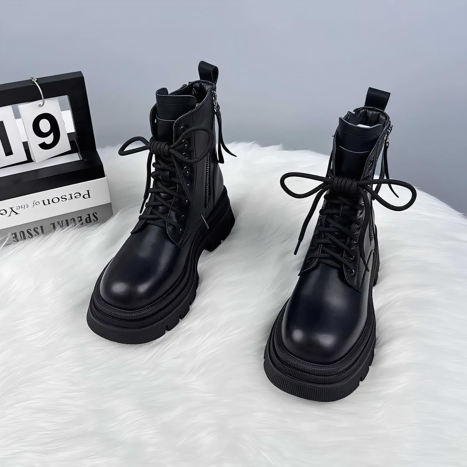 Thick Soled Leather Boots