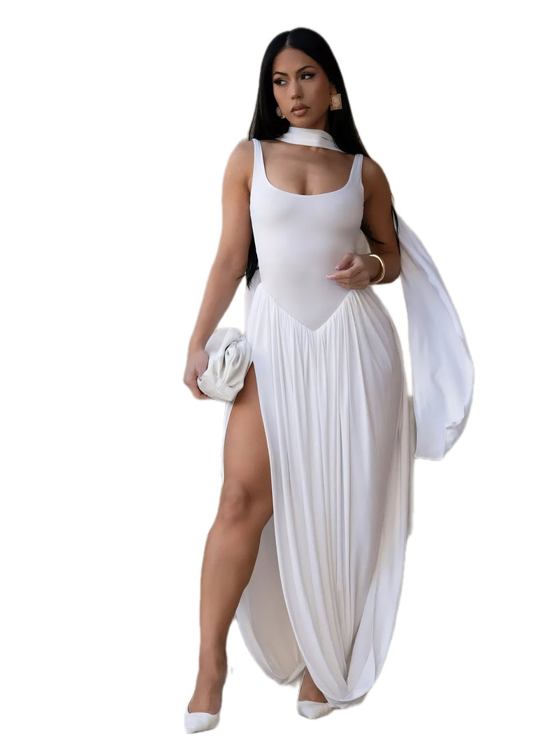 Scoop Neck Slit Maxi Dress