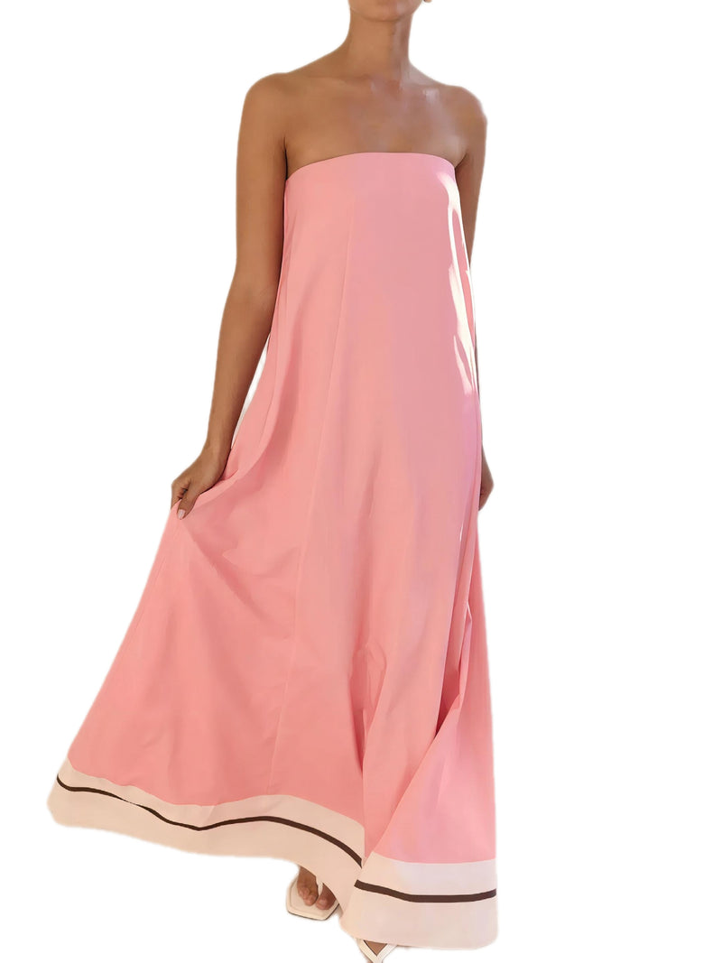Smocked Printed Tube Maxi Dress