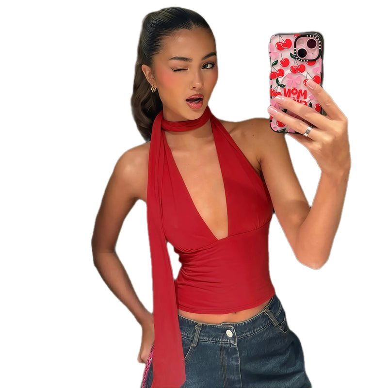V-Neck Halter Top