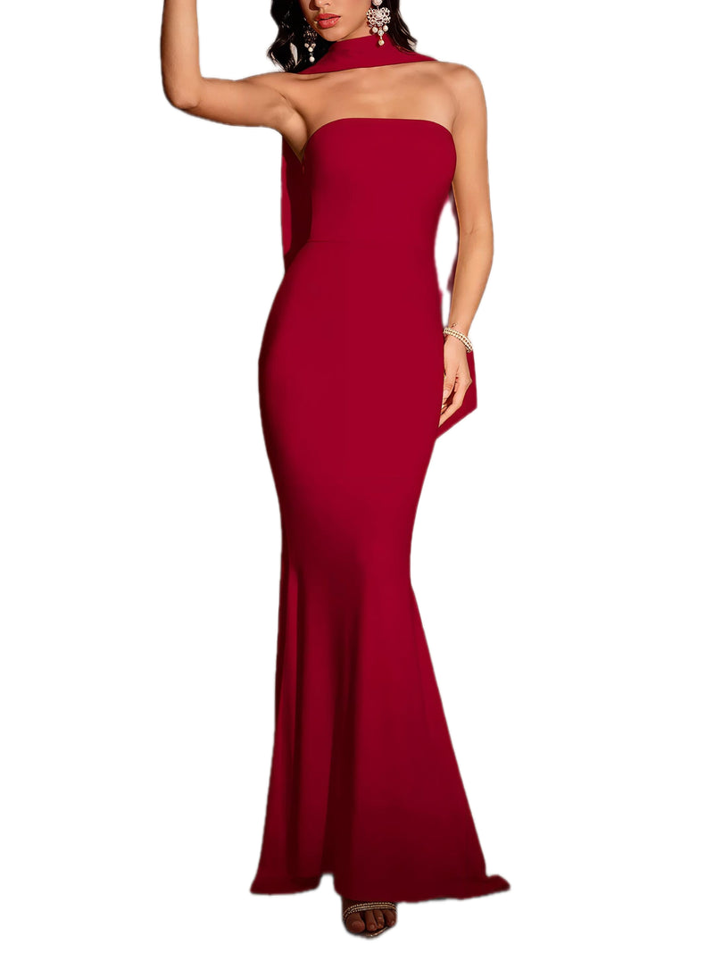 Mermaid Maxi Dress with Scarf Detail