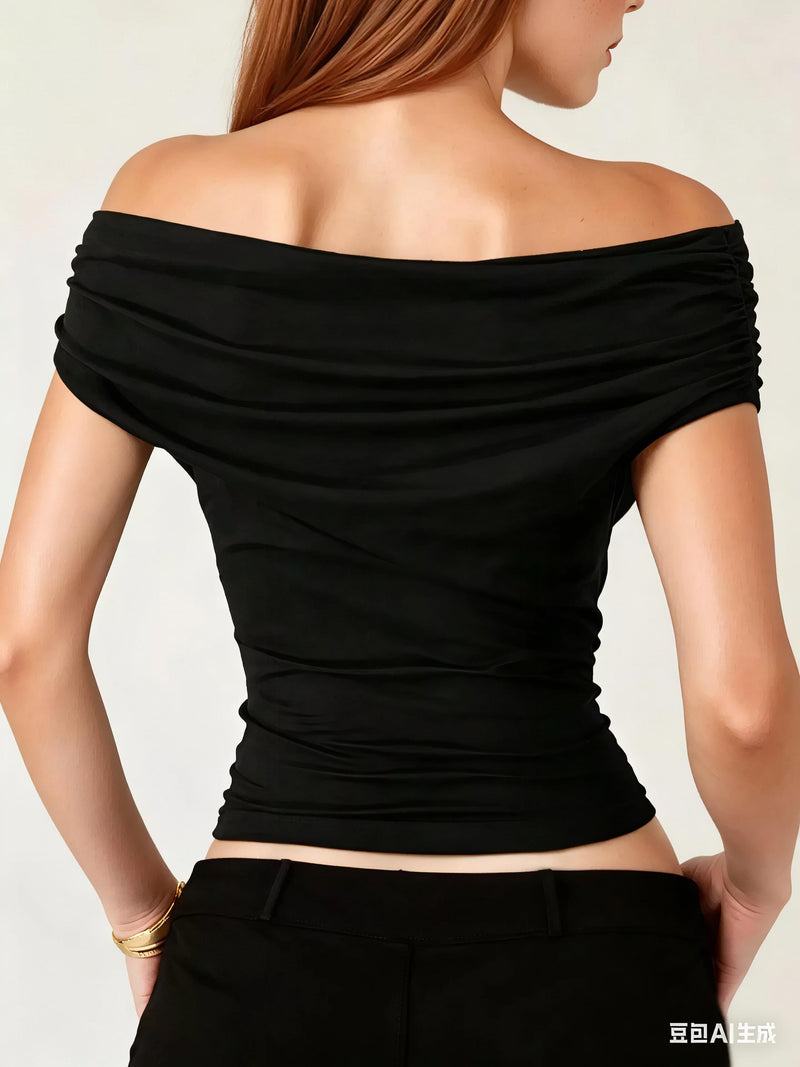Off-Shoulder Ruched T-Shirt
