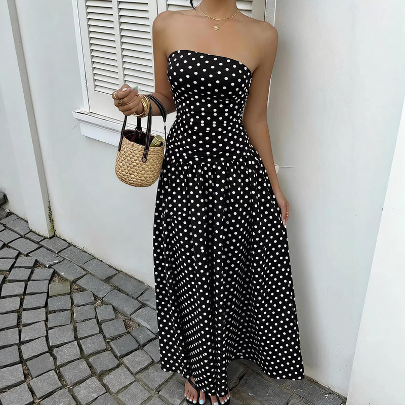 Polka-Dot Off-Shoulder Dress
