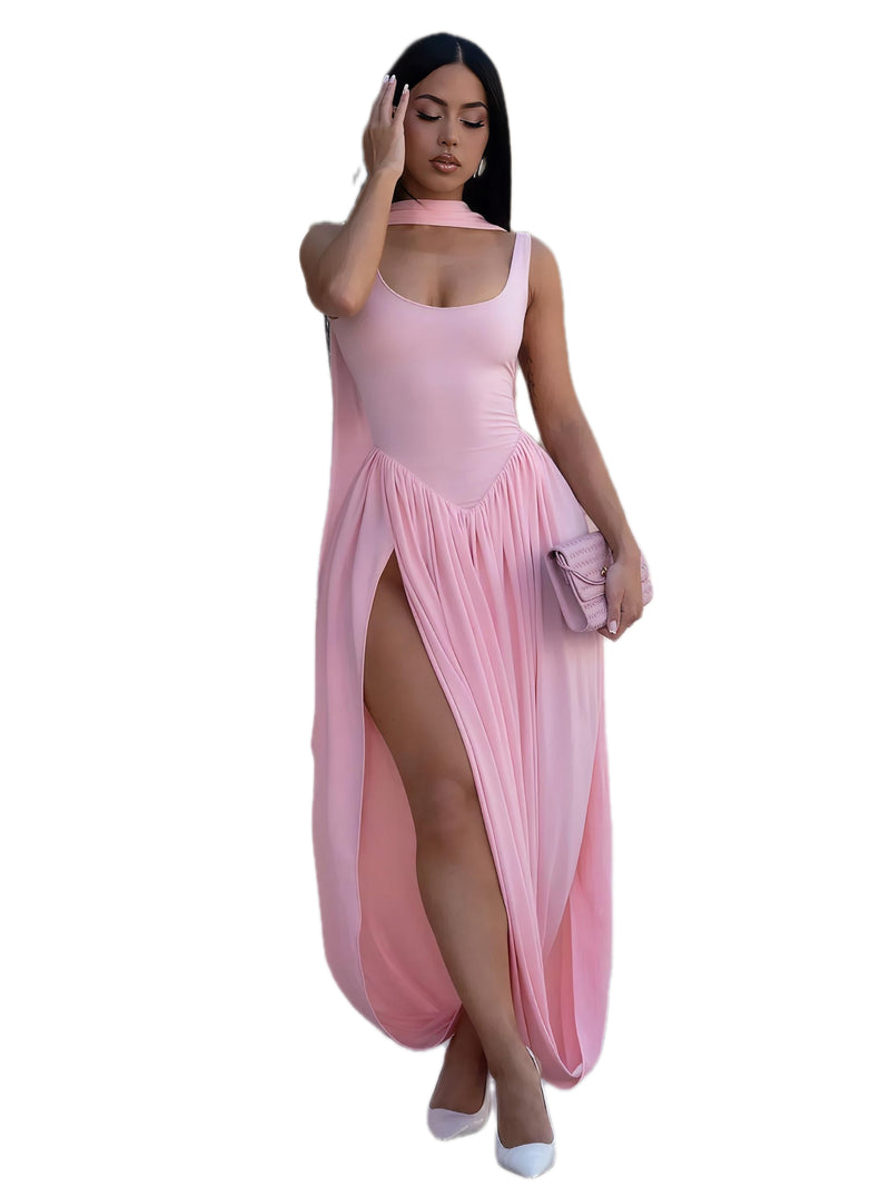 Scoop Neck Slit Maxi Dress