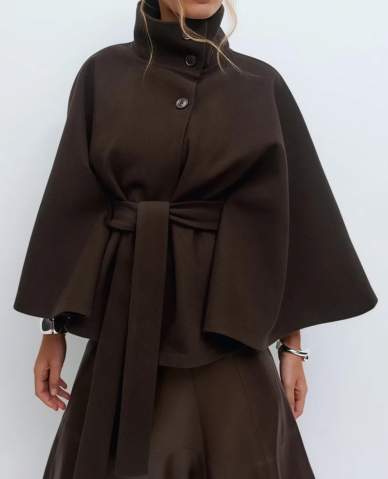 High Neck Batwing Sleeve Coat.