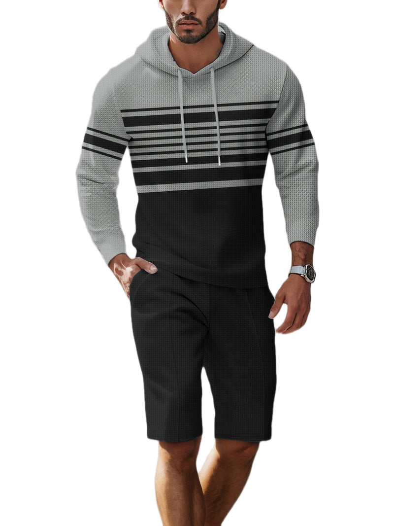 Striped Hoodie & Shorts Casual Set