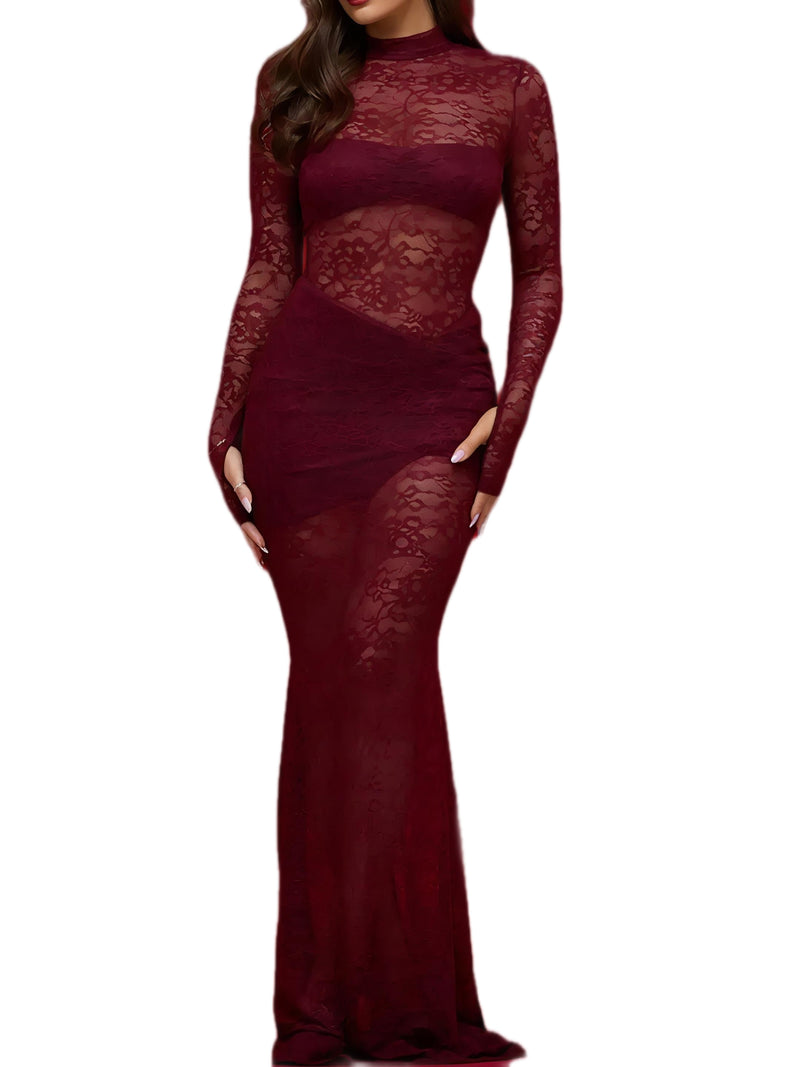 Lace Sheer Maxi Dress
