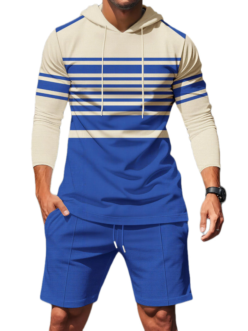 Striped Hoodie & Shorts Casual Set