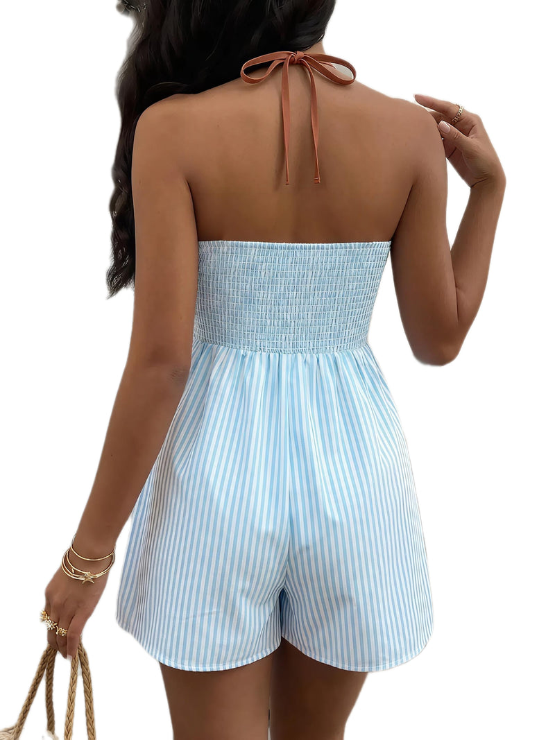 Striped Halter Neck Romper