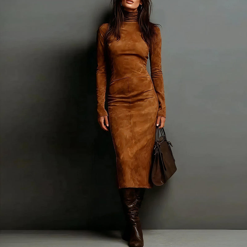 Turtleneck Long-Sleeved Dress
