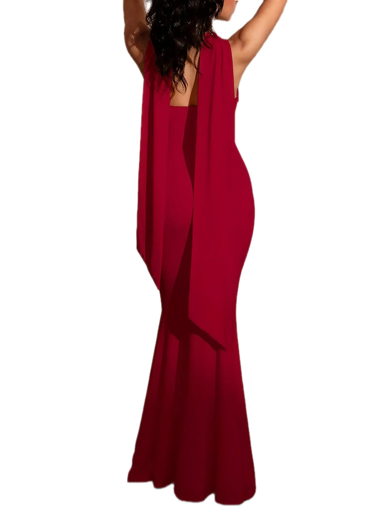 Mermaid Maxi Dress with Scarf Detail