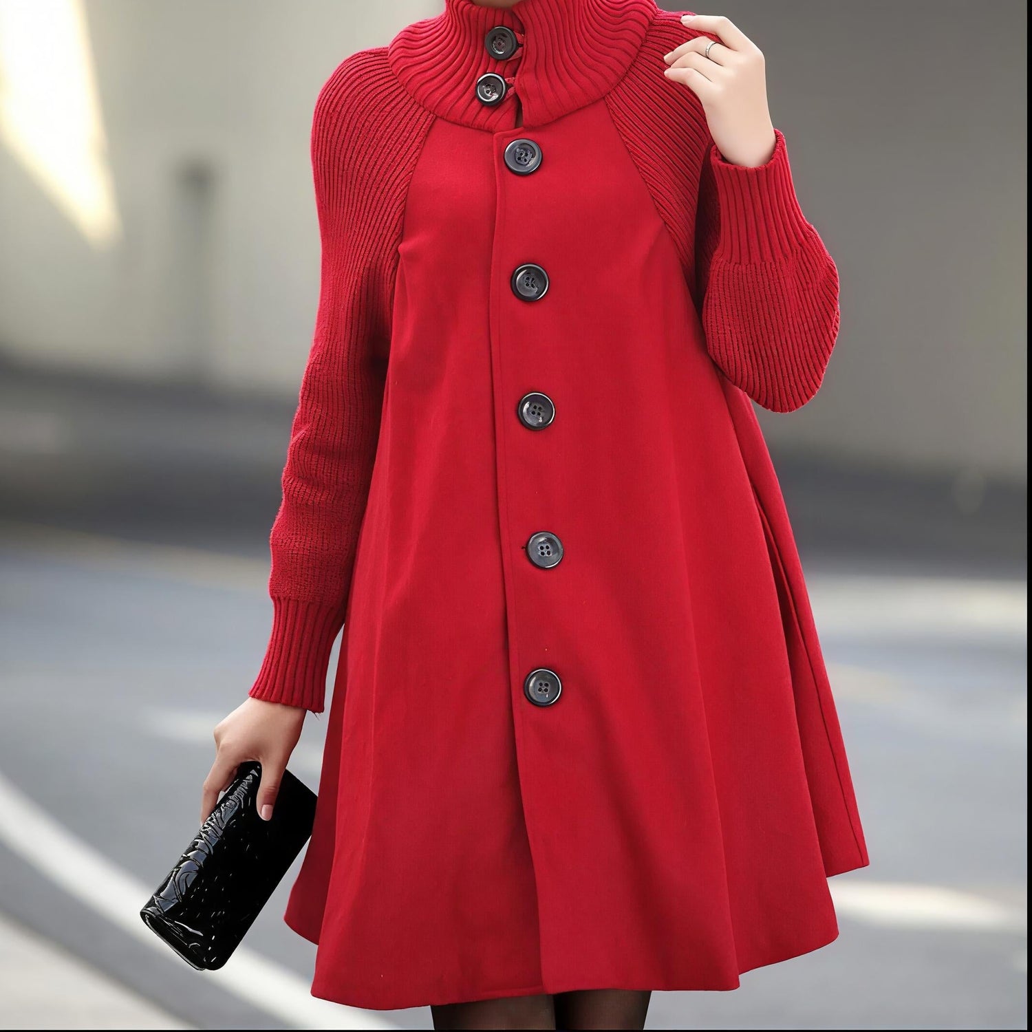 Cloak-Style Tweed Overcoat