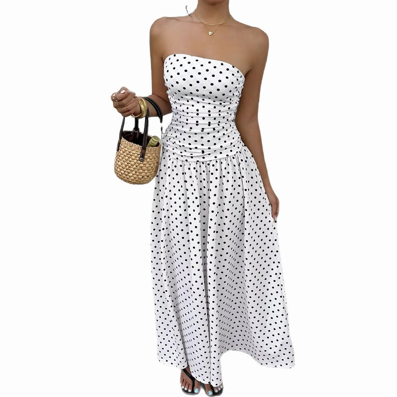 Polka-Dot Off-Shoulder Dress