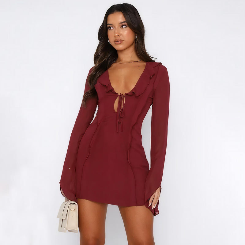 V-neck Short Dress