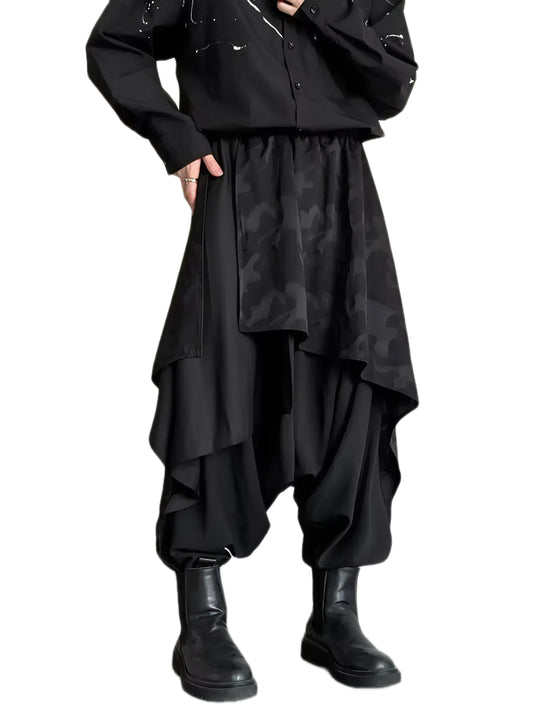 Asymmetrical Camo Waist Harem Pants