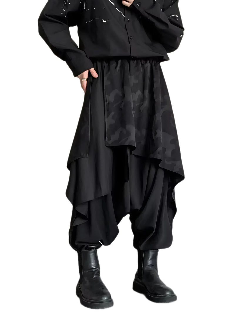 Asymmetrical Camo Waist Harem Pants