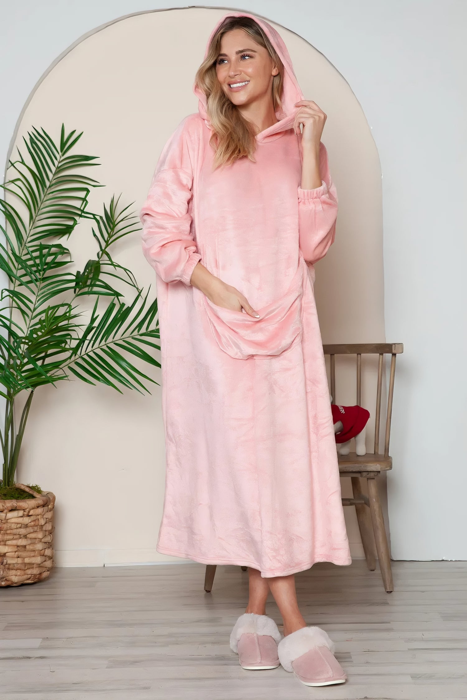 Pocketed Hooded Lounge Dress