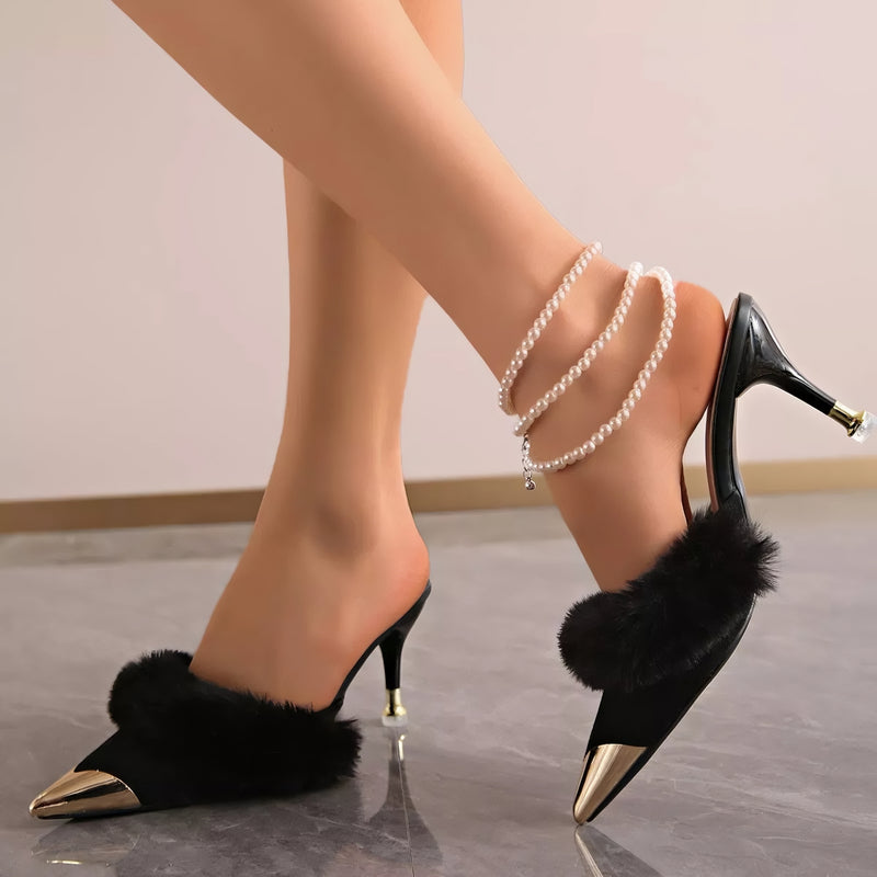 Furry Point Toe Sandals