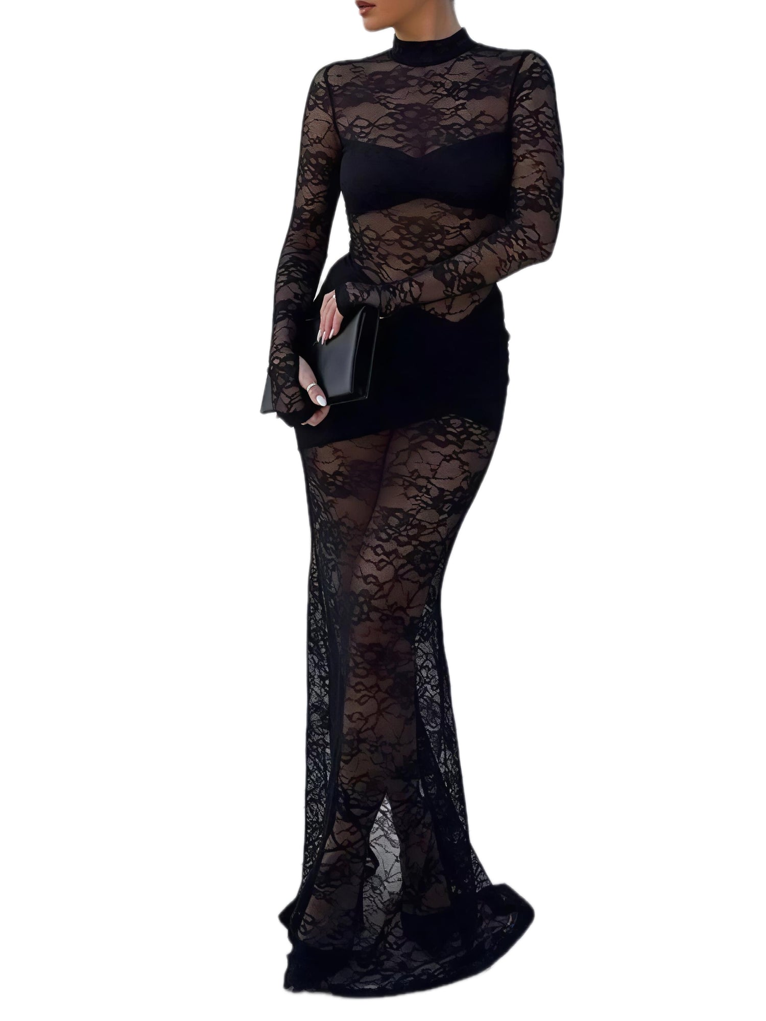 Lace Sheer Maxi Dress