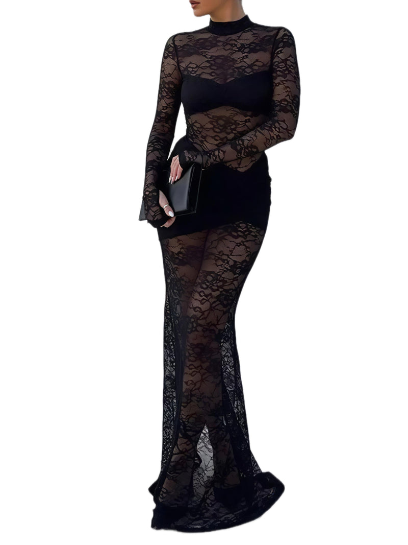 Lace Sheer Maxi Dress