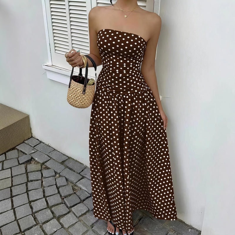 Polka-Dot Off-Shoulder Dress