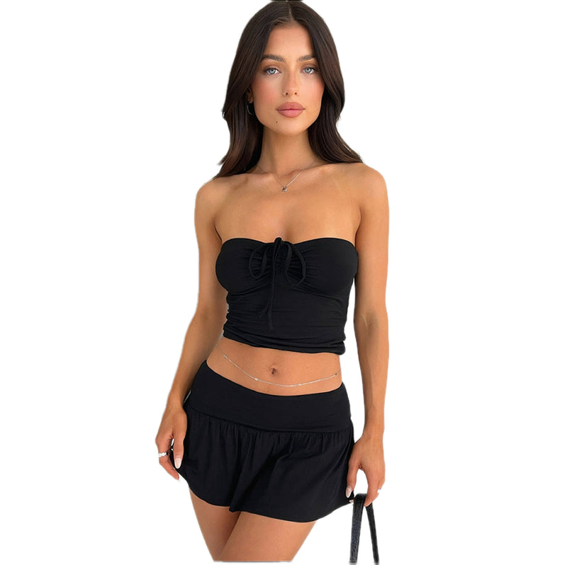 Top And Pleating Skirt Set