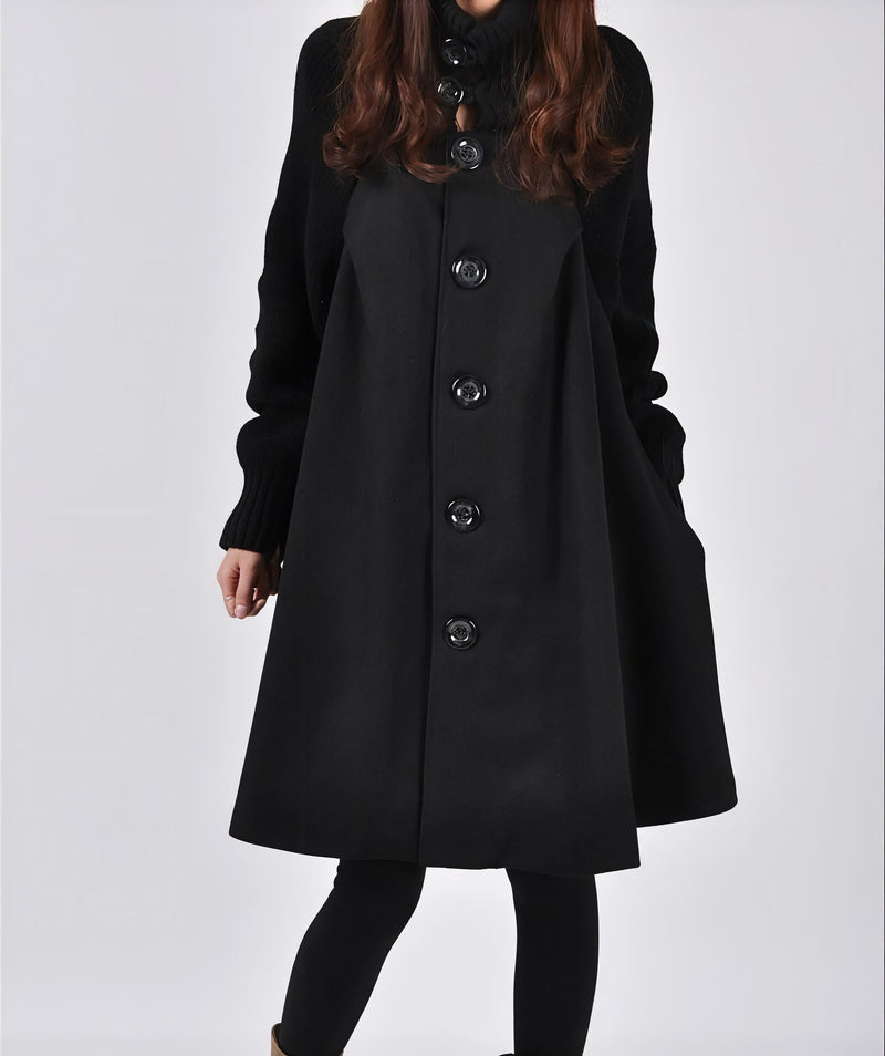 Cloak-Style Tweed Overcoat