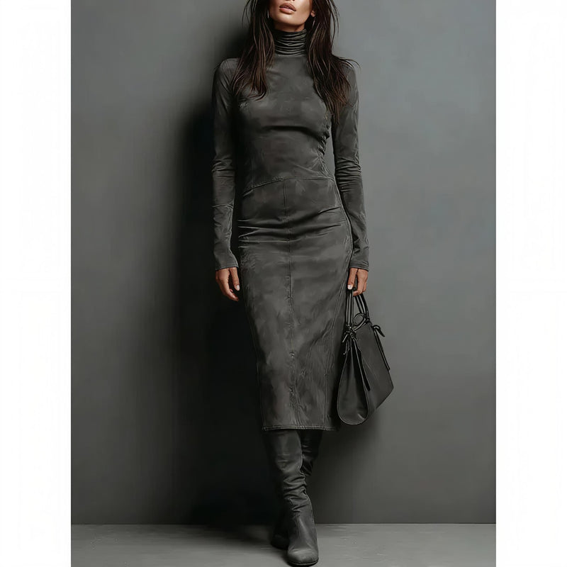 Turtleneck Long-Sleeved Dress